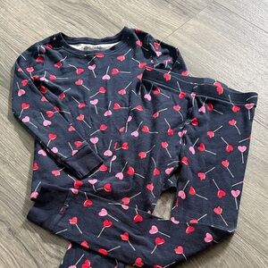 Old Navy Kids Pajama Set - Navy with Red and Pink Hearts